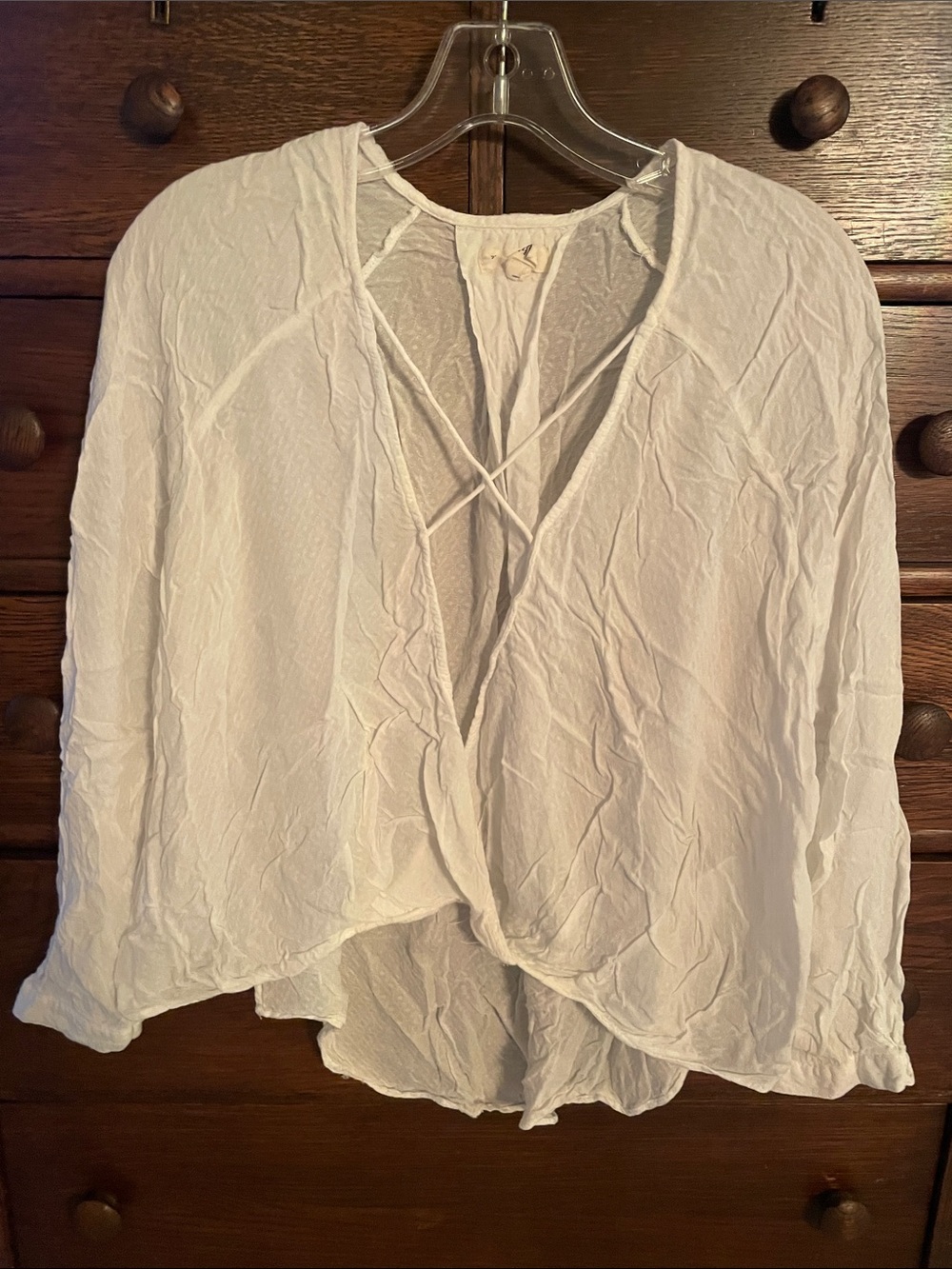 silence + noise White Sheer Crossover V-Neck Wrap Style Blouse